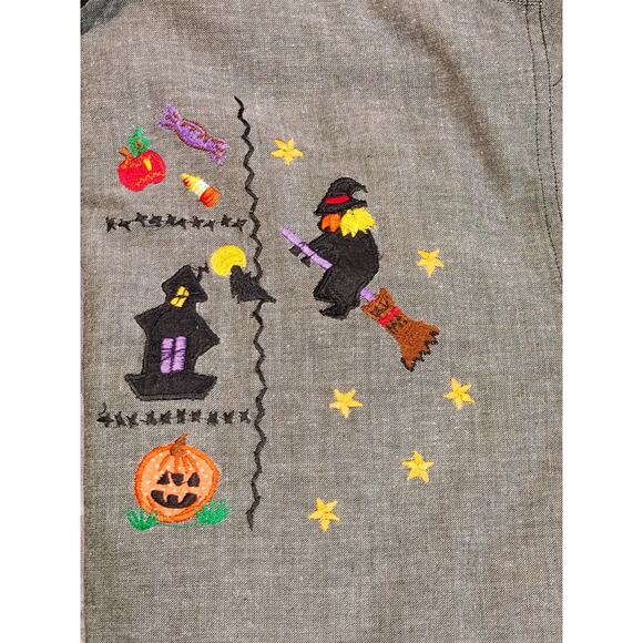 Casey & Max Long Sleeve Shirt Button Up Top Halloween Vintage Gray Womens Large - Picture 8 of 9